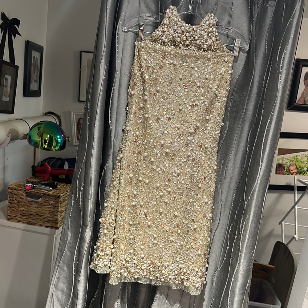 Elegant Gold Embellished Dress